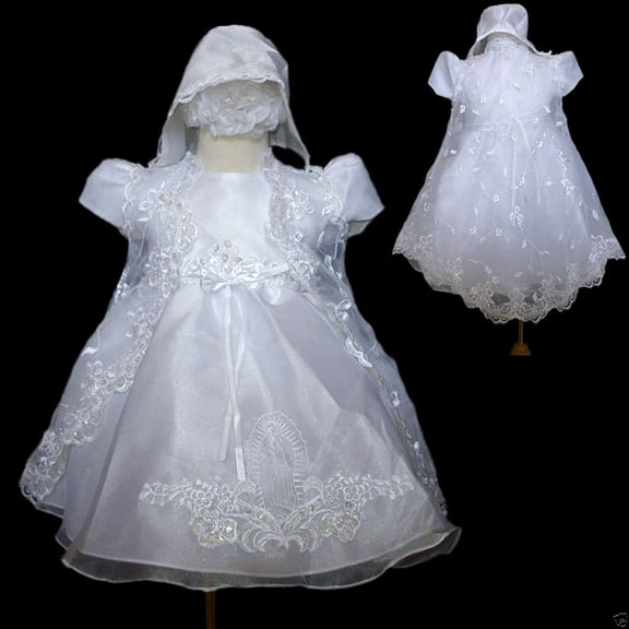 NEW BABY GIRL CUTE CHRISTENING BAPTISM DRESS NOW BORN TO 30 MONTHS WHITE