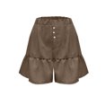 thumbnail image 5 of RYRJJ Womens Casual Wide Leg Shorts Elastic High Waisted Cute Ruffle Hem Casual Summer Beach Shorts with Pockets(Brown,XXL), 5 of 7