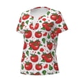 thumbnail image 5 of Fuzoiu Hand Drawn Tomatoes Print Women's V-Neck T-Shirt,Women's Short Sleeve Top, Comfortable for Work, Leisure, and Sports, 5 of 7