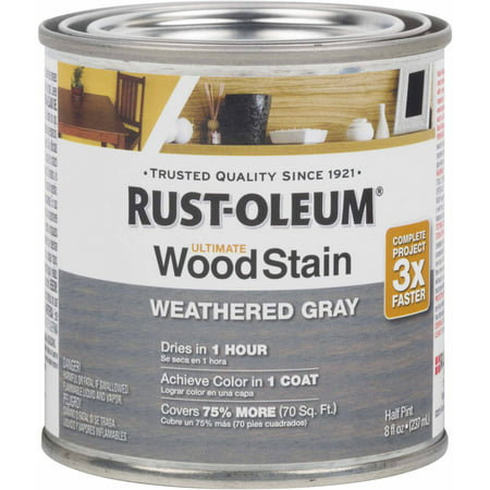 Rust-Oleum Ultimate Wood Stain Half-Pint, Weathered (Best Wood Stain Brand)