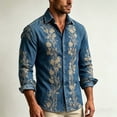thumbnail image 4 of Yaoyar Mens Hawaiian Floral Long Sleeve Shirt Tropical Button Down Printed Aloha Shirts Wedding Beach Vacation with Pocket, 4 of 5