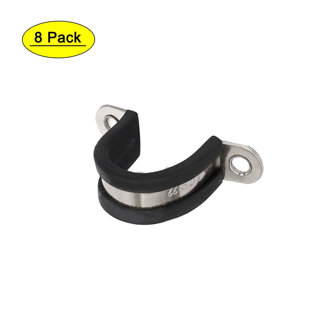 22mm Dia Rubber Lined U Shaped 304 Stainless Steel Pipe Clip Hose Clamp