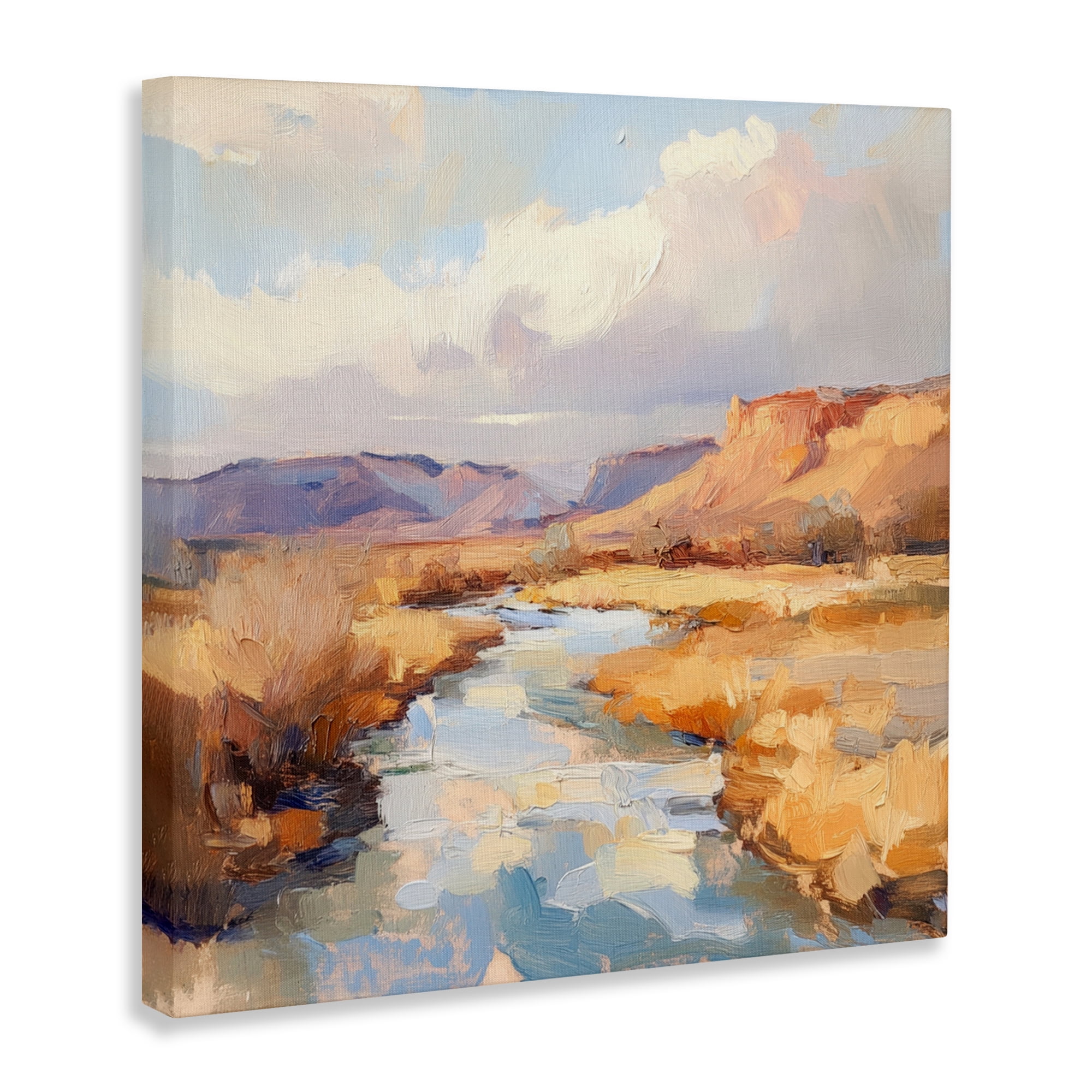 Stupell Industries Plateau River Evening Glow Canvas Wall Art, design by Petal Prints Design