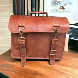 Pl 18 inch vintage handmade leather messenger bag for laptop briefcase satchel bag sale