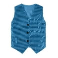 thumbnail image 4 of XFHLMJFF Kids Vest Sequins Sparkly Tops Girls Boys Jazz Hiphop Street Dance Sleeveless Solid Color V Neck Tee Stage Performance Party Carnival Coat for 10-12 Years, 4 of 6
