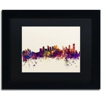 Trademark Fine Art "Calgary Canada Skyline" Canvas Art by Michael Tompsett, Black Matte, Black Frame