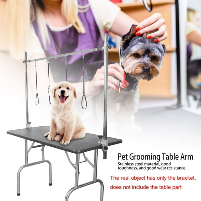 Dog Grooming Table Arm, Stainless Steel Adjustable Pet Grooming Arm Dog Grooming Stand Arm With Noose And Clamp For Small Medium Dogs And Cats At Home