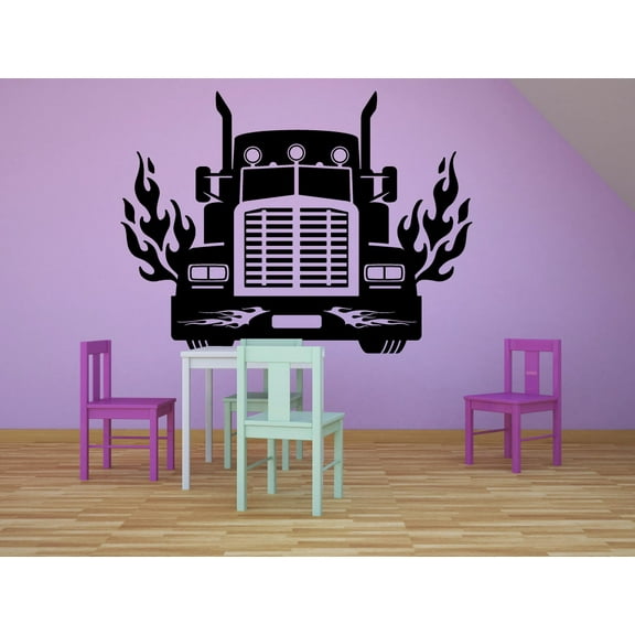 Monster Truck Trucks Flame Wheels Cars Toy Car Wall Sticker Art Decal for Boys Children Room Bedroom Nursery Kindergarten House Fun Home Decor Stickers Wall Art Vinyl Decoration Size (8x10 inch)