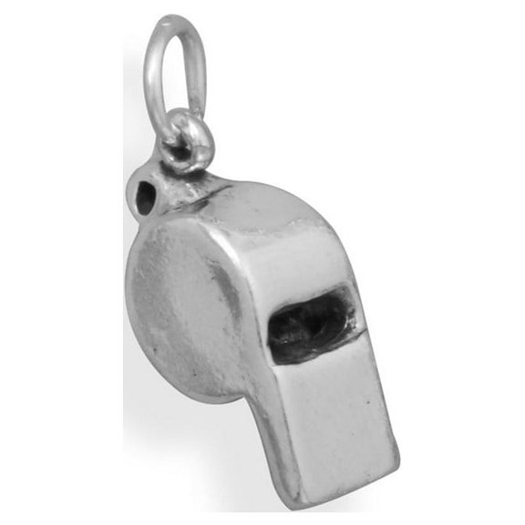 Oxidized Sterling Silver Whistle Charm 8mm X 23mm