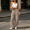 thumbnail image 4 of SuTry Women's Pants Button Fly Mid Rise Barrel Wide Leg Jeans Stitched Detail Side Pockets Relaxed Baggy Casual Cotton Blend Trousers, 4 of 7