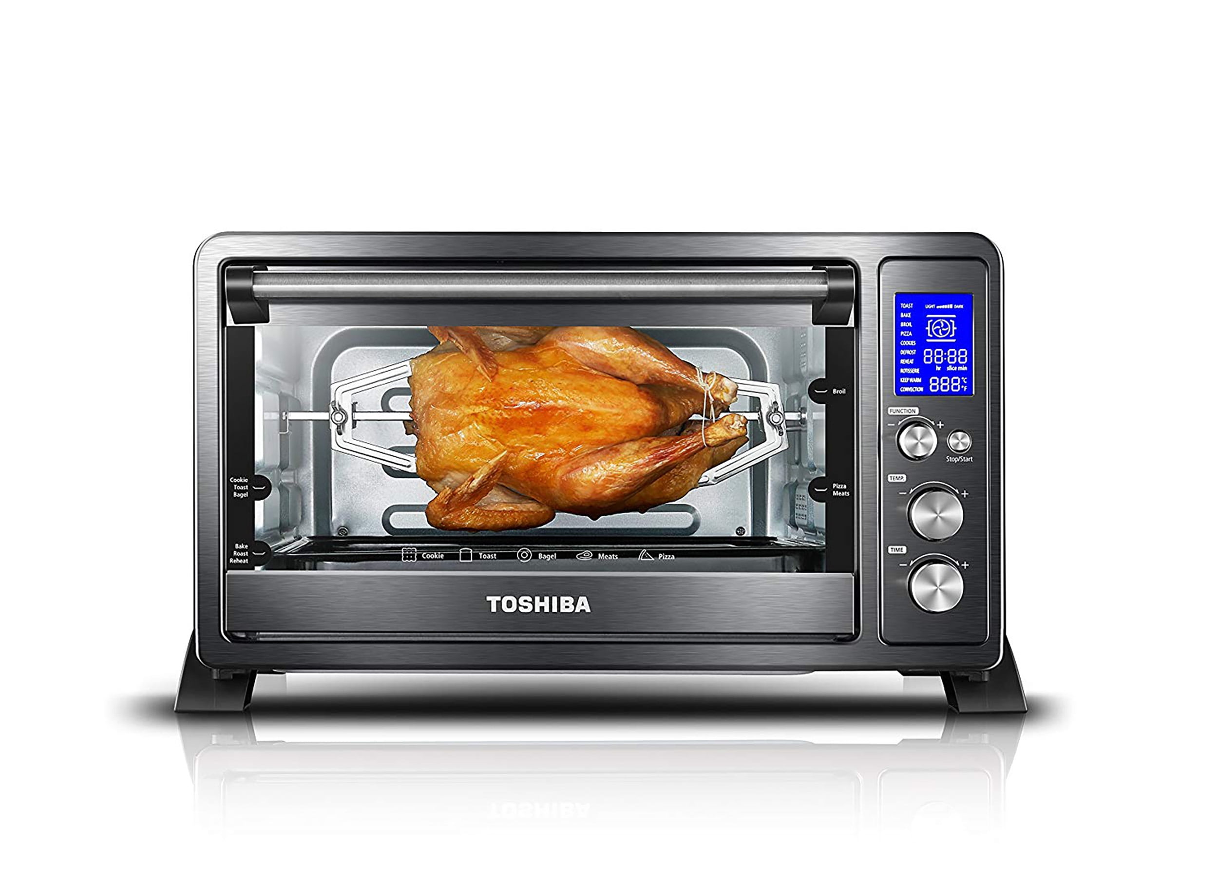 Toshiba AC25CEW-CHBS Digital Convection Toaster Oven, Black Stainless 