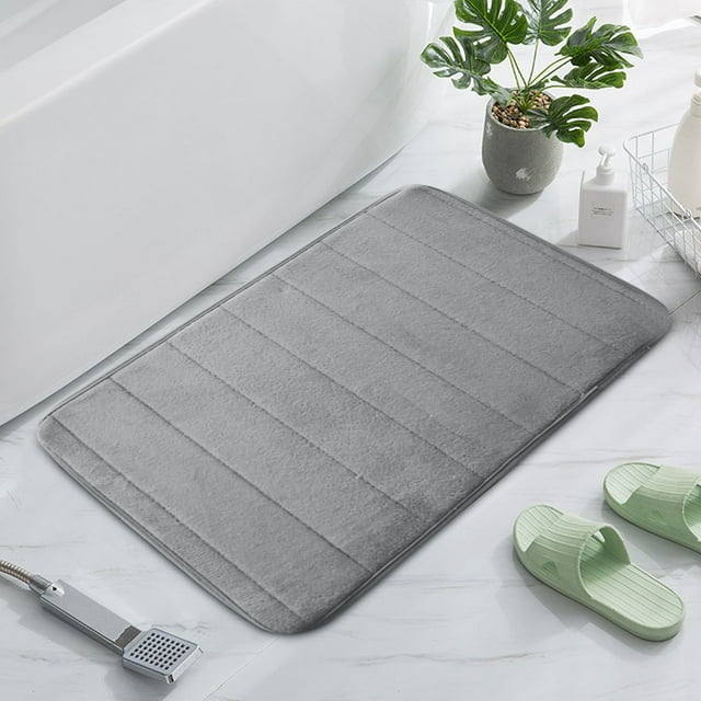 Thick Velvet Floor Mat Kitchen Bathroom Foot Mat Solid Color Foot Mat 2pc