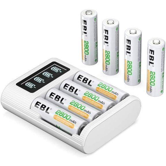 EBL 8-Pack 2800mAh AA Rechargeable Batteries   LCD Battery Charger