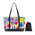 thumbnail image 7 of FORMRS Canvas Laptop Tote Bag for Women with 15.6" Computer Compartments Shoulder Handbag, Red Retro Shapes, 7 of 7