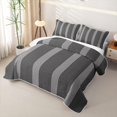 thumbnail image 3 of Castle Fairy Retro Thin Vertical Stripe Quilt King 3 Pieces,Abstract Wide Band King Coverlet Set,Gray Black,1 Bedspread and 2 Pillowcases, 3 of 7