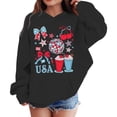 thumbnail image 4 of Byoo Girl USA Graphic Hoodie 4th of July Long Sleeve Pullover Sweatshirt with Pocket,Black, 4 of 4