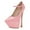 Pink, variant on FSJ Women Elegant High Platform Buckle Ankle Strap Pumps Pointed Closed Toe Stiletto High Heel Sexy Party Wedding Dress Shoes Size 8 Black Satin