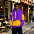 thumbnail image 5 of Fabrcox Mens Hoodies Pullover Fleece Lined Color Block Oversized Hooded Sweatshirt Y2k Fall Winter Warm Streetwear Athletic Long Sleeve Mens Hoodie with Pocket Purple XL, 5 of 6