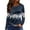 Dark Blue, variant on WTOBBY Women's Floral Print Loose Long Sleeve T-shirt with Hem Slit Round Neck Casual Top Fashion Wear Comfort Fit Lightweight Material Versatile Daily Outfit US Market Style,Brown L