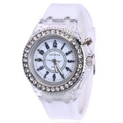 ALEXTREME Luminous Colorful Watch Rhinestone Studded Luminous Silicone Student Watch Beach Watch for Men Women