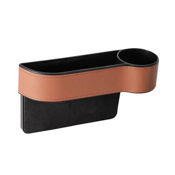 Organizador universal para el hueco del asiento del coche con portavasos, resistente y a prueba de fugas. Asiento de pasajero marrón