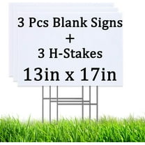 DUNCHATY 3 Pack Blank Yard Signs with H Metal Stakes, 13x17 Inch Customizable Corrugated Plastic Signs for Garage Sales, Real Estate, Parties, Weatherproof, Reusable