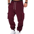 thumbnail image 2 of Men's Winter Work Pants with Multi-Pocket Design, Sweatpant Comfort for Casual Sports, Outdoor Activities, and Daily Wear (Warm & Functional),Wine XL, 2 of 5
