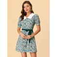 thumbnail image 1 of INSPIRE CHIC Robe-Chemise Courte à Manches Courtes pour Femmes, Coupe Évasée, Col Contrastant, 1 of 5