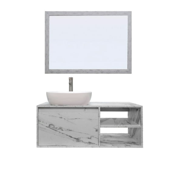 Gabinete De Baño Con Lavabo Y Espejo Decorativo Minimalista MARBELLA