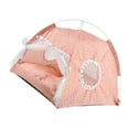 thumbnail image 4 of Tienda de campaña para mascotas de interior, desmontable, lavable, suave, cálida, antideslizante, bonita casa para perros con puerta de malla y ventana para todas las estaciones, color rosa, 4 of 12