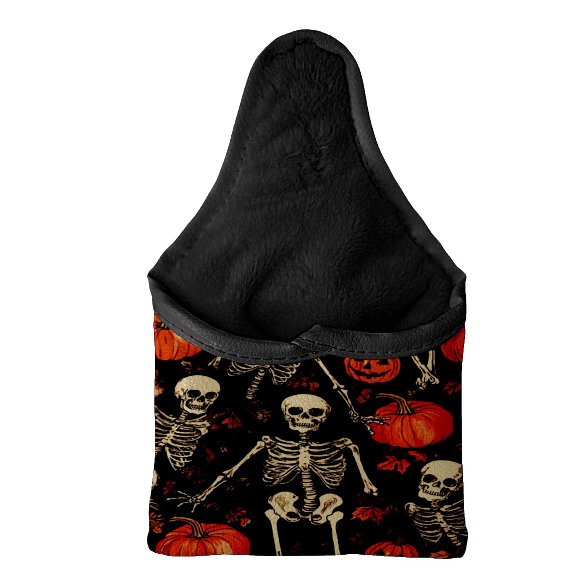 Golf Mallet Putter Cover Premium Leather Waterproof Golf Putter Head Cover with Magnetic Closure Pumpkin Skull