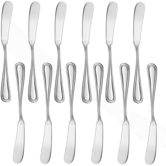 TrueCraftware- Set of 12 Stainless Steel Atlantic Butter Knife- Stainless Steel Flatware Cutlery Kitchen Tableware Set for Home and Restaurant Butter Knife Spreader Butter Knifes