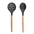 thumbnail image 1 of Juego de 2 utensilios de cocina de silicona para encimera, utensilios de cocina de madera, 1 of 5