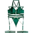 thumbnail image 2 of Sexy Pu Leather Strappy Underwire Garter Belt Lingerie Set, 2 of 6