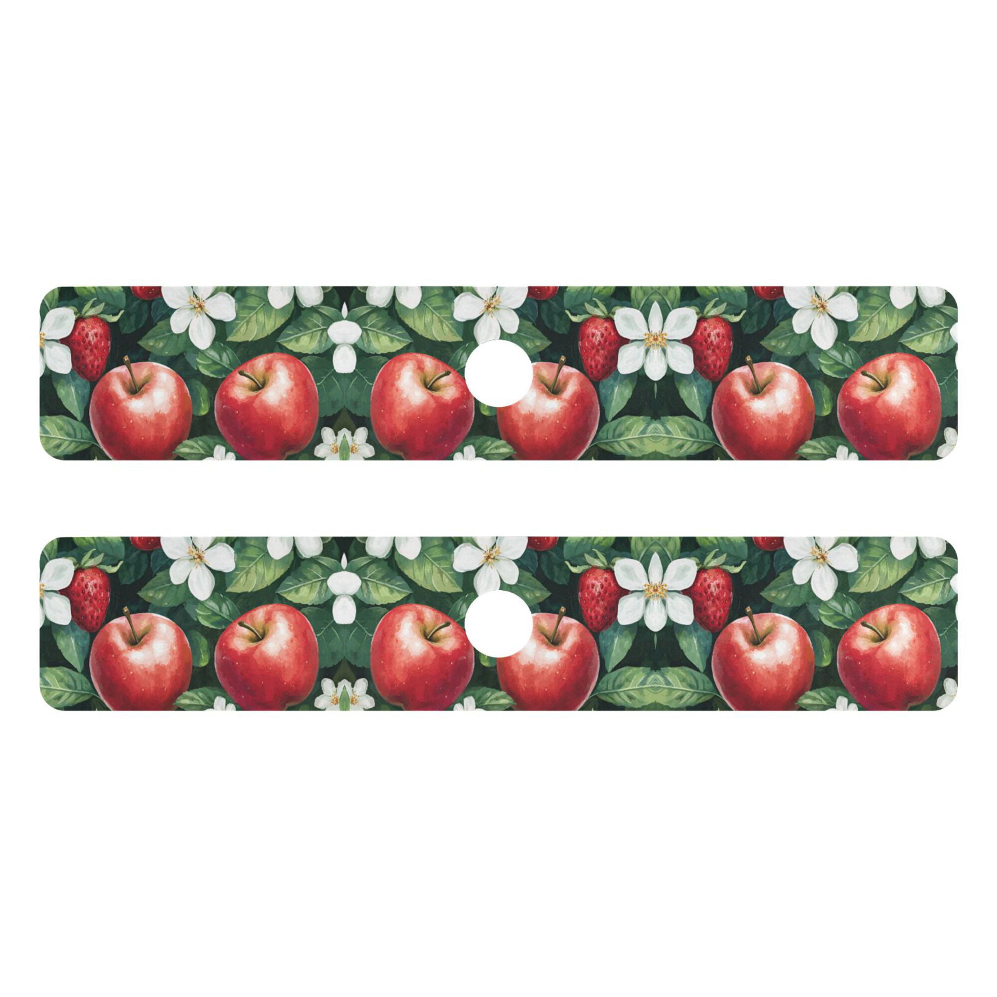 Yayeee Faucet Mat for Kitchen Sink 30" Diatomite Long Splash Guard Pad, Red Apple Pattern, 2 Pack