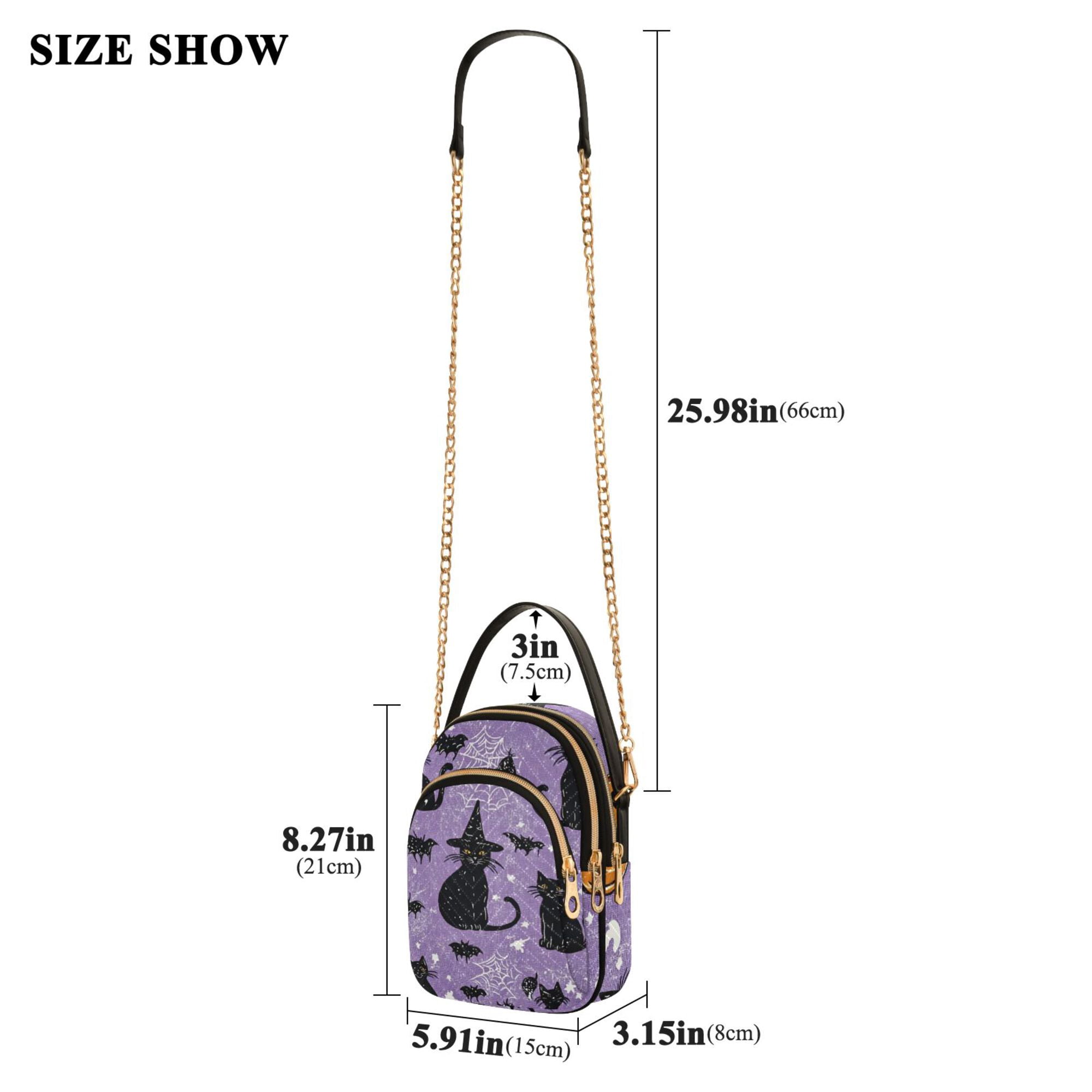 FORMRS Crossbody Bag for Women Quilted Travel Shoulder Cell Phone Purse with Chain Strap Handbag, Halloween Cats