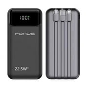 10000mAh Power Bank for Galaxy S23 FE - 22.5W PD Fast Charge Backup Battery Portable Charger Built-in Cable LED Display 1-Port USB Compatible With Samsung Galaxy S23 FE