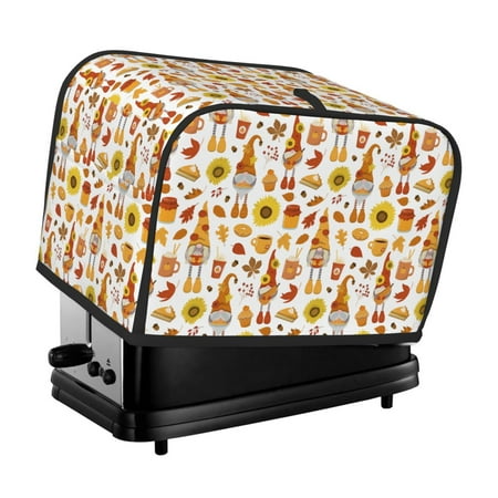 

KLL Autumn Harvest Gnomes Print 2 Slice Toaster Dust Covers Kitchen Small Appliance Cover with 2 Pockets Can hold Jam Spreader Knife & Toaster Tongs (11.4 x 7.9 x 7.5)