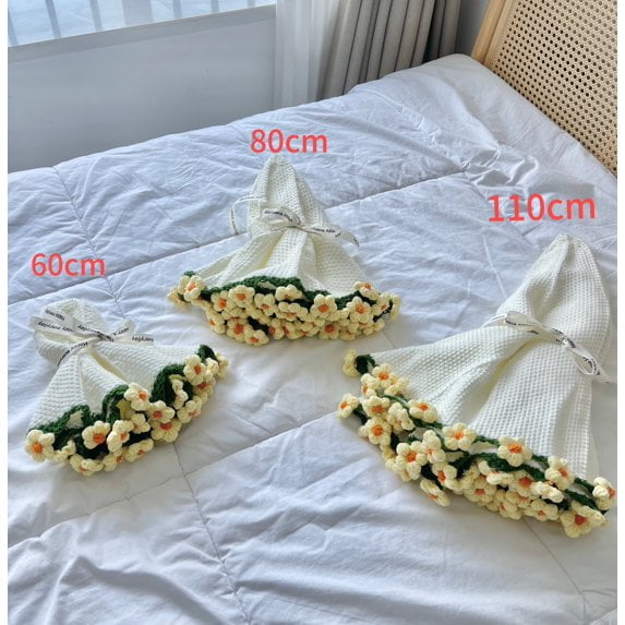 31.5" Flower Bouquet Blanket, Handmade DIY Crochet Flowers Blanket, Knitted Throw Blankets for Mother's Day Birthday Wedding Valentine’s Day (Gradient Blue)