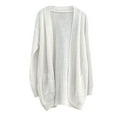 thumbnail image 4 of Ogiraw Womens Tops Cardigan for Women Cardigan Sweaters for Women Women's Solid Color Curved Placket Large Pocket Sweater Cardigan Jacket White, 4 of 4