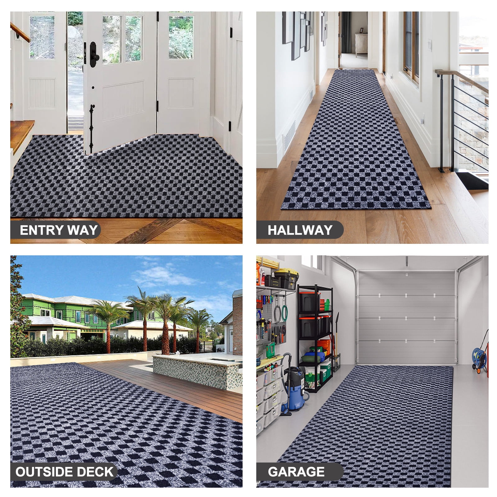ANTPOP 2' x 20' Runner Rugs with Rubber Backing Outdoor Indoor Utility Non Slip Carpet for Hallway Custom Size Area Mat for Entryway Balcony Patio Kitchen Garage Stair Laundry