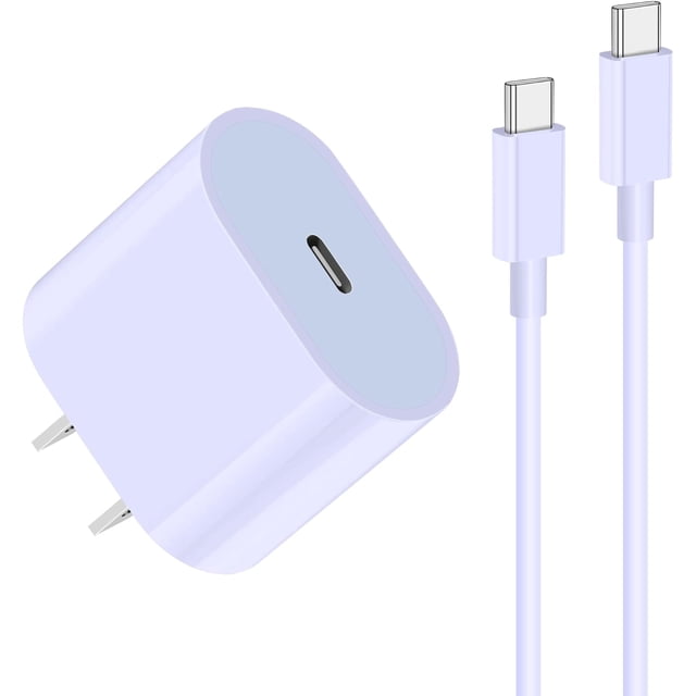 Cargador rápido USB C de 20 W para iPhone 15/15 Pro/15 Pro Max, iPad Pro de 12,9/11 pulgadas, iPad Air 5.ª/4.ª, iPad de 10.ª generación, iPad Mini 6, cargador de pared PD con cable de carga USB C a C