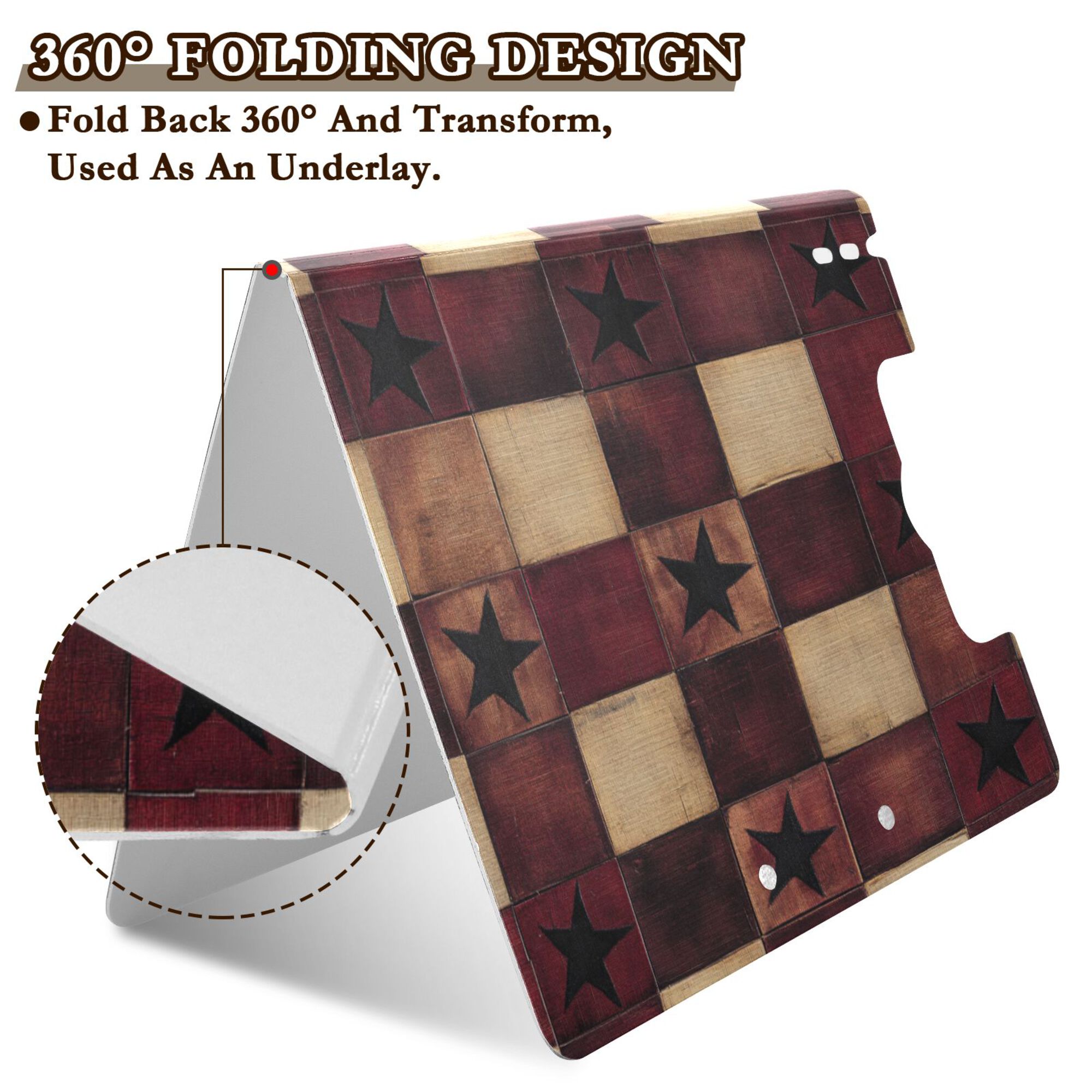 FORMRS A4 Clipboard Folder with Pen Holder Horizontal Foldable School Office Binder, Star Spangled Squares