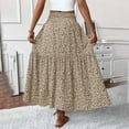 thumbnail image 5 of Aloohaidyvio Womens Boho Floral Print Elastic High Waist Pleated A Line Maxi Skirt, 5 of 6