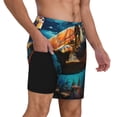 thumbnail image 2 of Kdxio Colorful Flower Sea Turtle Print Mens Swim Shorts with Mesh Lining, Breathable and Quick-Drying, Adjustable Waist, Privacy Pocket-Large, 2 of 6