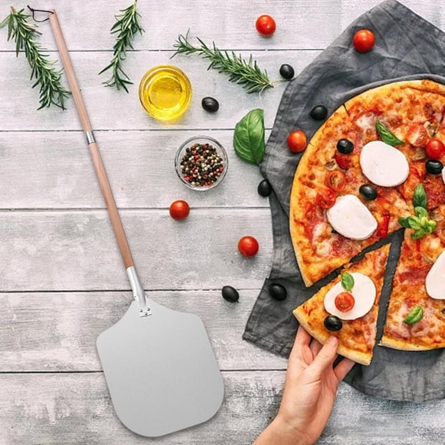 Conveniente Cáscara , Cáscara Giratoria , con Mango de Madera, Paleta de Aluminio Desmontable, para Hornear Pasta, Estilo D BLESIY Cáscara de pizza