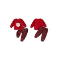 thumbnail image 2 of Loicainy Baby Toddler Boy Christmas Outfits 3 6 12 18 24 Months 2T 3T Santa Applique Long Sleeve Tops and Plaid Pants Clothes Set, 2 of 9