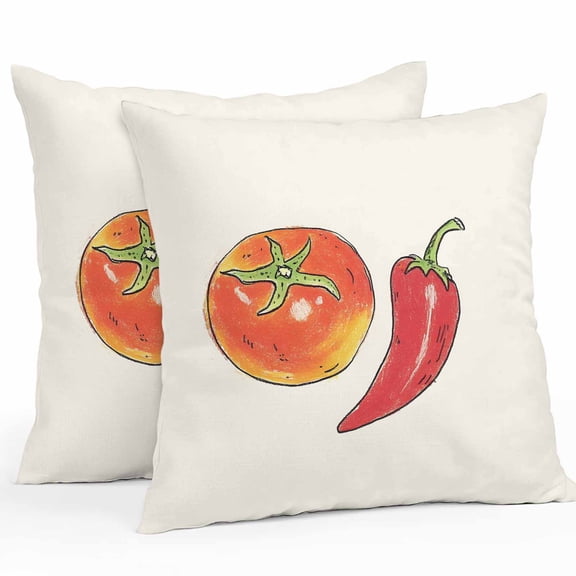 Tomato Outdoor Pillow Covers Pack of 2 Chili Watercolor Food Waterproof Throw Pillow Covers Decorative Cushion Cases for Patio Garden Tent Balcony Couch 20x20 inch