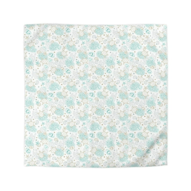 Funda Nórdica Tortuga Coral, Playa Océano Conchas Mar Verde Costa Microfibra Full