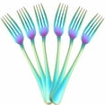 thumbnail image 2 of Juego de tenedores de cena Rainbow de 6 piezas, cubiertos de cocina de acero inoxidable 18/10 de 8 pulgadas, tenedores de postre y ensalada modernos, solo servicio para 6 cubiertos de, 2 of 8